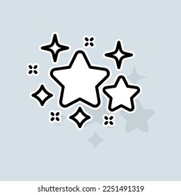 Twinkling stars line icon. Liked, rating, favorites, new year, christmas, rate the service, like, dislike, pie chart, stars. Feedback concept. Vector sticker line icon on white background