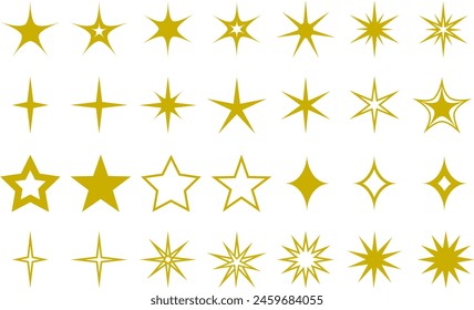 Twinkling stars. Sparkle star icons. Blink glitter and glowing icons. Vector illustration.