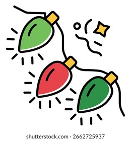 String Twinkling luzes ícone vetor para Natal, férias e usos sazonais