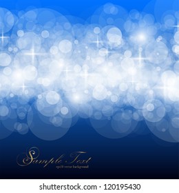 Twinkly Lights and Stars Christmas Background, vector.