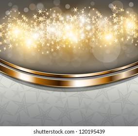 Twinkly Lights and Stars Christmas Background, vector.