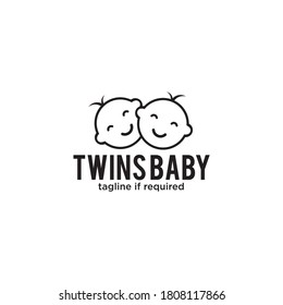 Twins baby shop logo design vector template