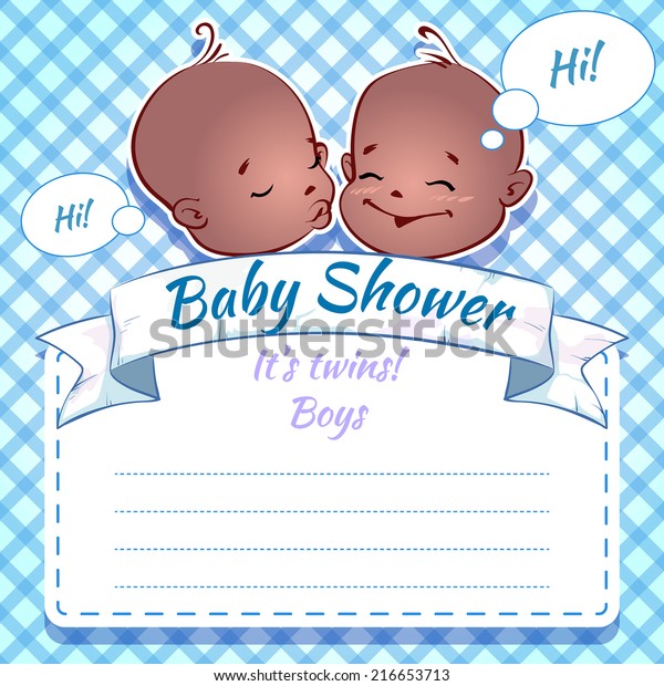 Twins Baby Shower Boys Stock Vector Royalty Free 216653713