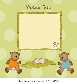 twins baby shower greeting card
