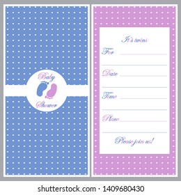 It’s twins. Baby shower invitation postcard.