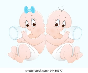 Twins Baby Vector