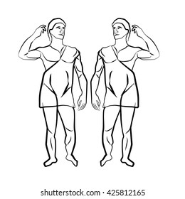 Twins black vector illustration isolated on a transparent background