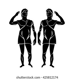 Twins black vector illustration isolated on a transparent background