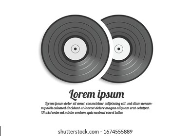 twins black vinyl record on white background. - concert poster for your design.