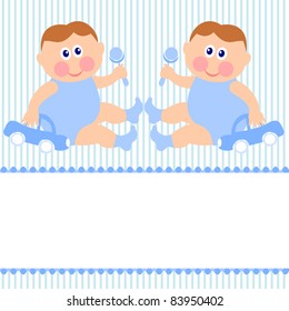 Twins boy arrival announcement card
