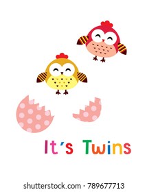it is twins with chicken graphic vector