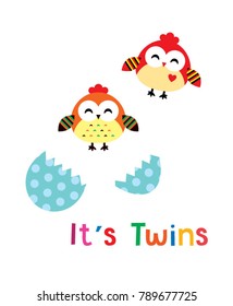 it is twins with chicken graphic vector