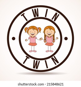 twins design over white  background vector illustration