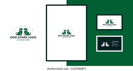 TWINS DOG STARS LOGO DESIGN BRAND IDENTITY TEMPLATE MODERN