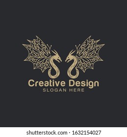 twins. dragon fly logo Ideas. Inspiration logo design. Template Vector Illustration. Isolated On White Background