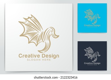 twins. dragon fly logo Ideas. Inspiration logo design. Template Vector Illustration. Isolated On White Background