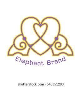 Twins elephant and heart shape logo