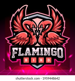 Twins flamingo mascot.  esport logo design