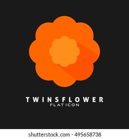  Twins Flower Flat Icon. Can use for Nature icon, Ecological Logo and Fashion Logo. Vetor eps.10