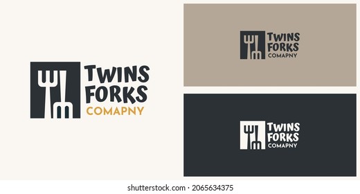 Twins forks company logo illustration template design. Vector eps 10