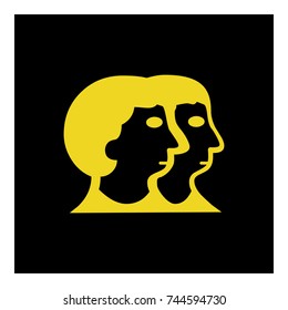 Twins head icon vector