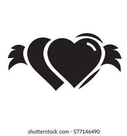 Twins Hearts with wings black color