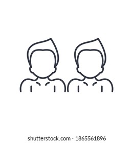 Twins icon, linear isolated illustration, thin line vector, web design sign, outline concept symbol with editable stroke on white background.