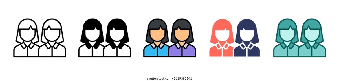 Twins Icon Multiple Vector Illustration