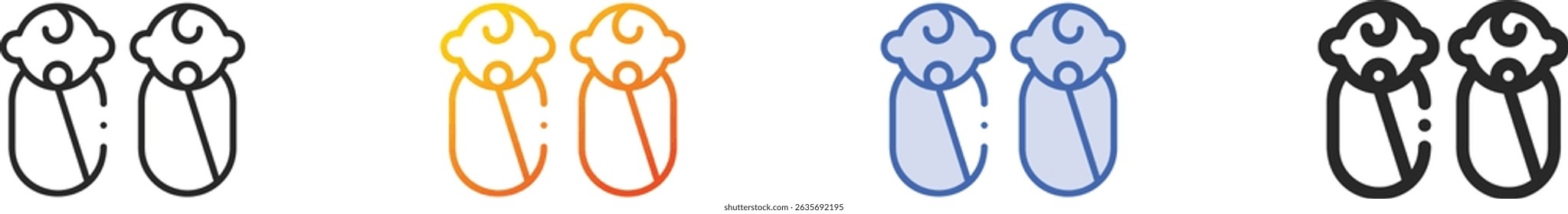 twins icon.Thin Linear, Gradient, Blue Stroke and bold Style Design Isolated On White Background