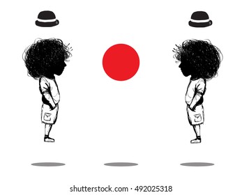 Twins illustration,cute illustration