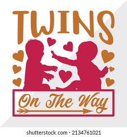 Twins On The Way Printable Vector Illustration