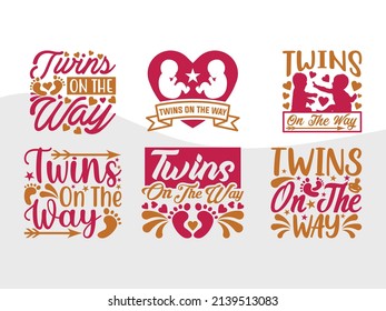 Twins On The Way Printable Vector Illustration