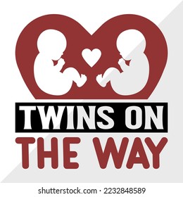 Twins On The Way SVG Printable Vector Illustration