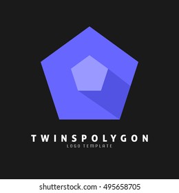 Twins Pentagon Flat icon. Logo template for any company. Vector eps.10