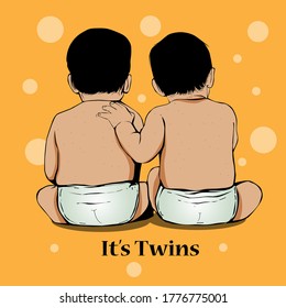 Twins sitting while embracing each other 