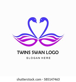 Twins swan abstract logo