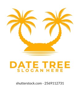 Twins Tree Date Palm logo design. Dates palm tree logo vector