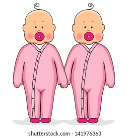 Twins as two babies sisters