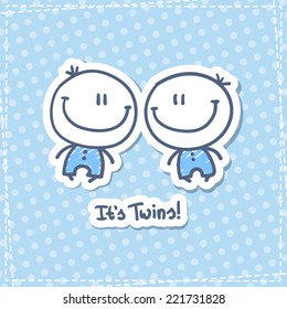 it's twins, vector hand drawn babies with text