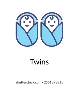 Twins Vector icon stock illustration