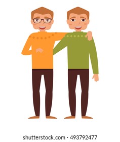 Twins. Vector illustration. Cartoon character. Isolated.