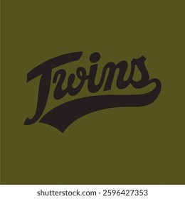 twins Vintage varsity college typography  text print  for graphic tee t shirt or sweatshirt hoodie or sticker poster - Vector