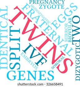Twins word cloud on a white background.