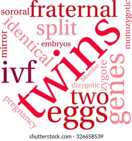 Twins word cloud on a white background.