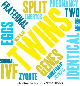 Twins word cloud on a white background.