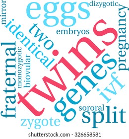 Twins word cloud on a white background.
