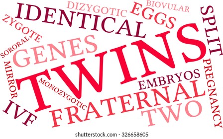Twins word cloud on a white background.