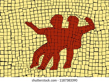 Twins zodiac sign in a mosaic style