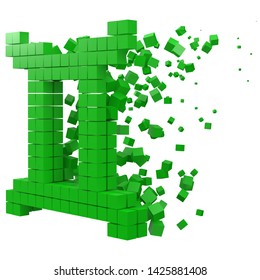 twins zodiac sign shaped data block. version with green cubes. 3d pixel style vector illustration. suitable for blockchain, technology, computer and abstract themes.