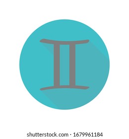 Twins and zodiac symbol long shadow icon. Simple glyph, flat vector of web icons for ui and ux, website or mobile application
